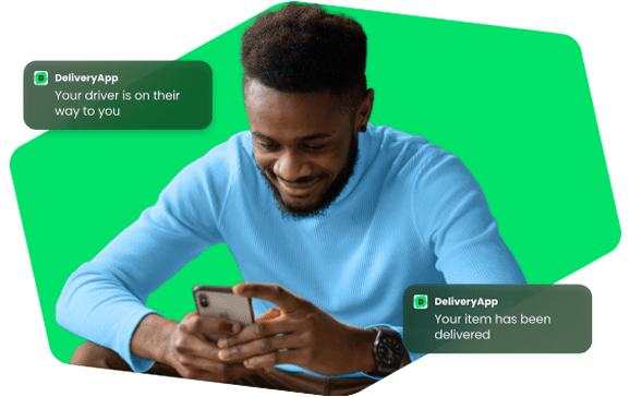 Customer using DelvieryApp to track their courier from collection to delivery