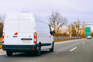 Delivery Van driving on the motorway