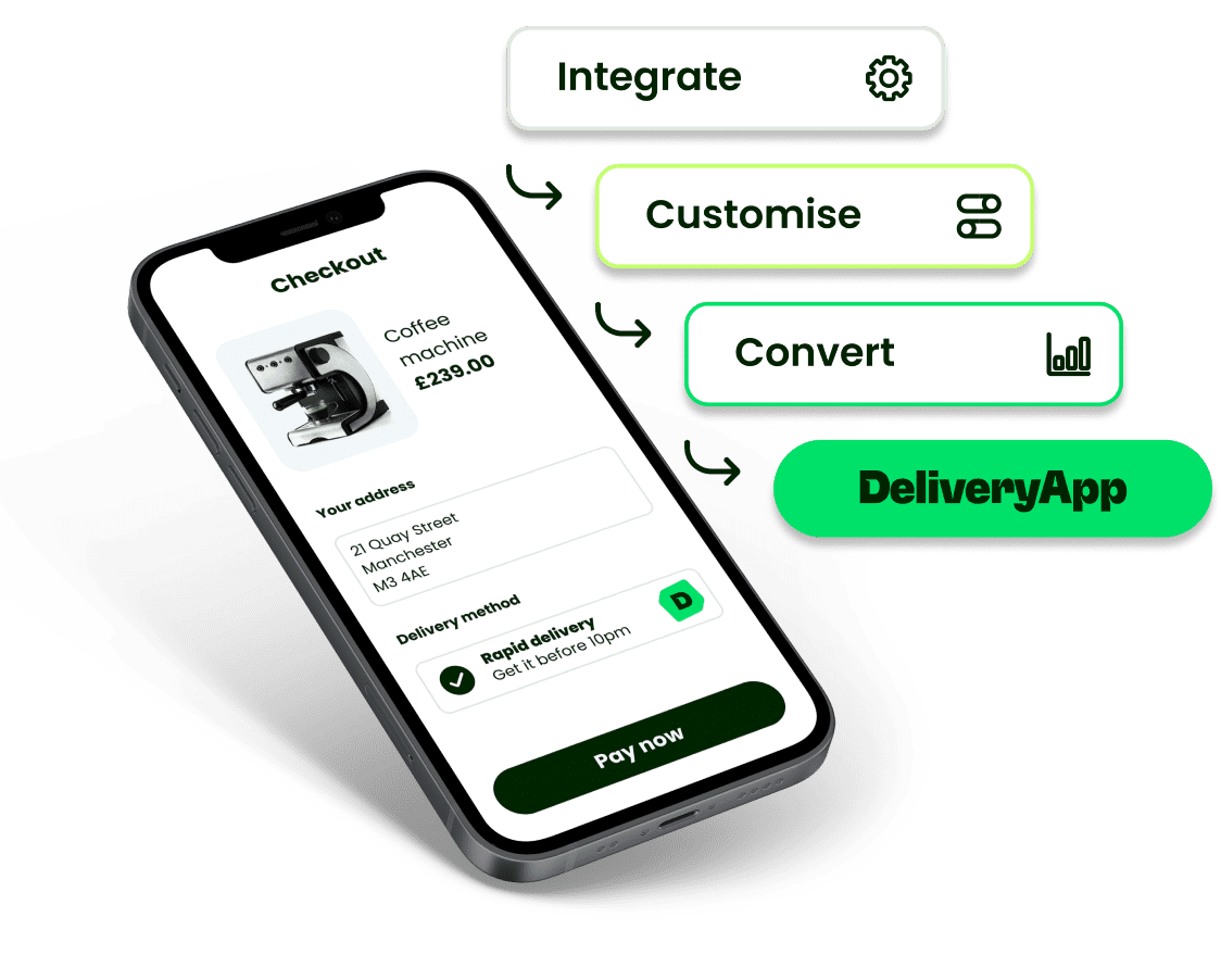 integrate, customise, convert - seamlessly integrate your platform with DeliveryApp